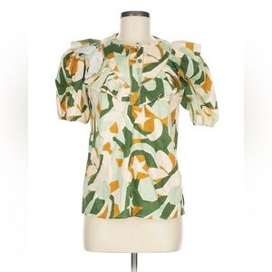 Alden Adair Women's Green and Orange Patterned Blouse